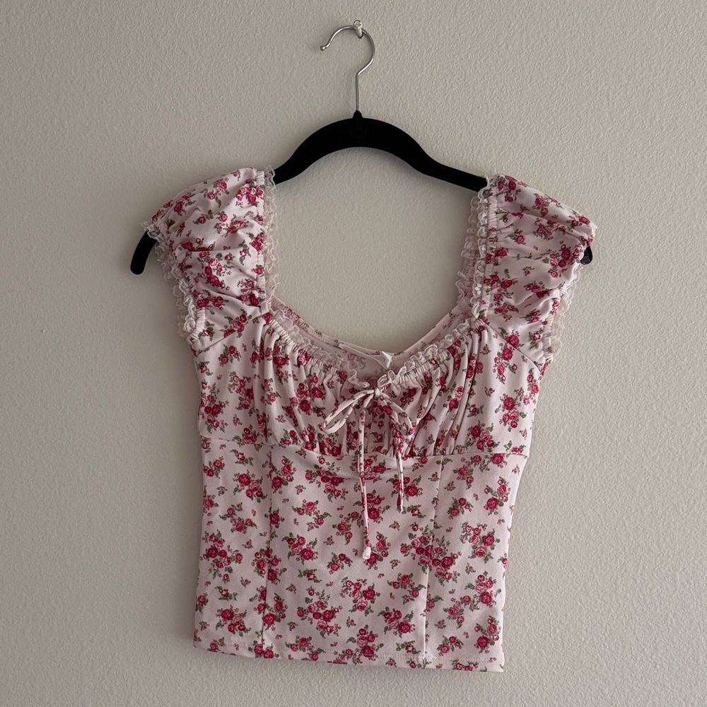 Lush Lace Trim Cap Sleeve Top